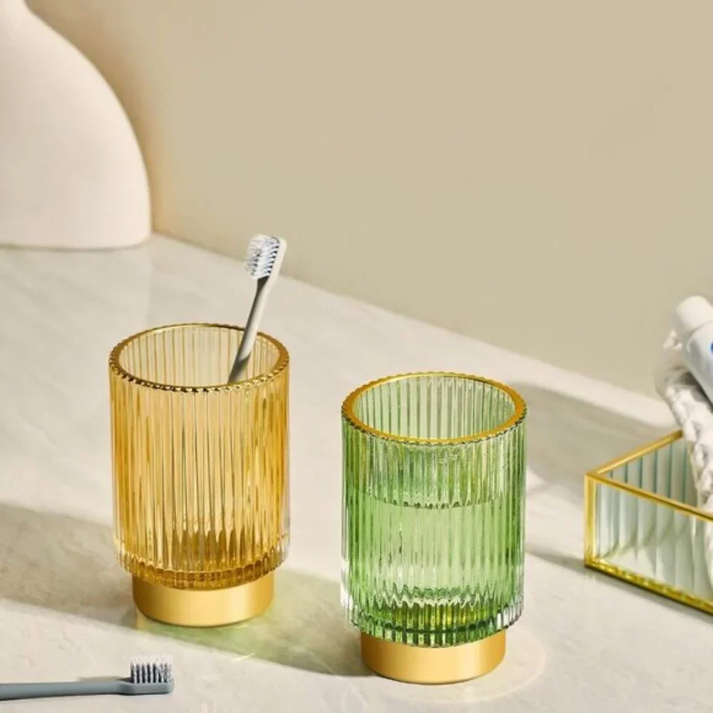 Vintage Glass Makeup Brush Holder, Multiuse Organizer for Pens, Brushes, More